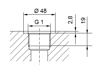 管螺纹 ISO 228 第1部分 - G1，用于DIN 3852第2部分A型（带DIN 3869密封圈）或B型（带密封边）的螺纹连接